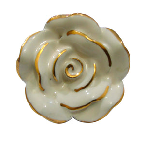 White Rose Ceramic Knob