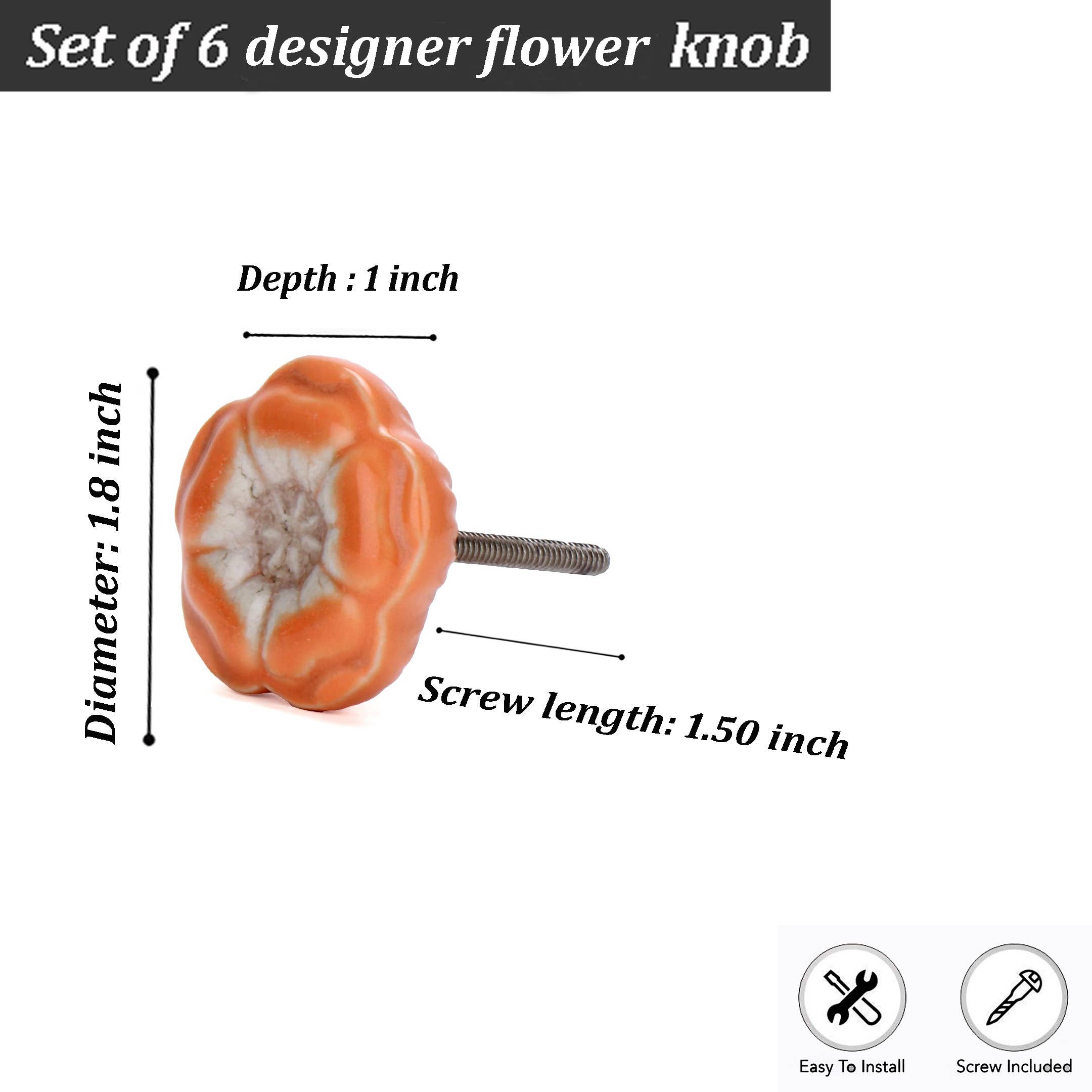 Azalea Orange Ceramic Knob