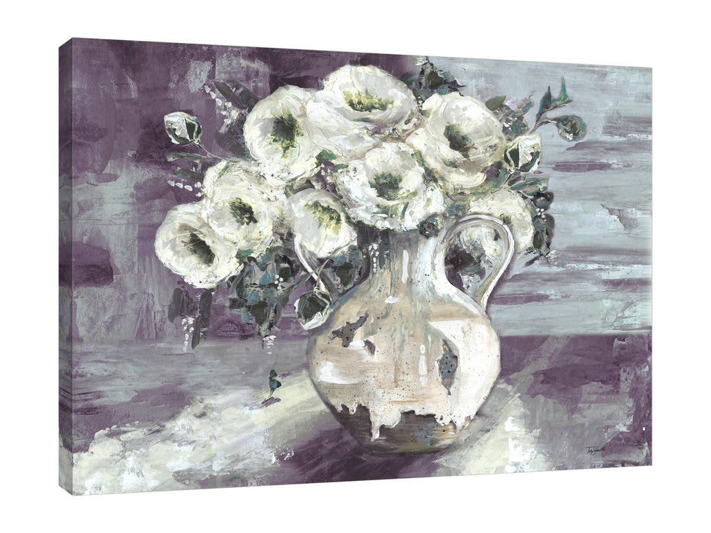 White Flowers In Farmhouse Pottery Vessel Wrapped Canvas