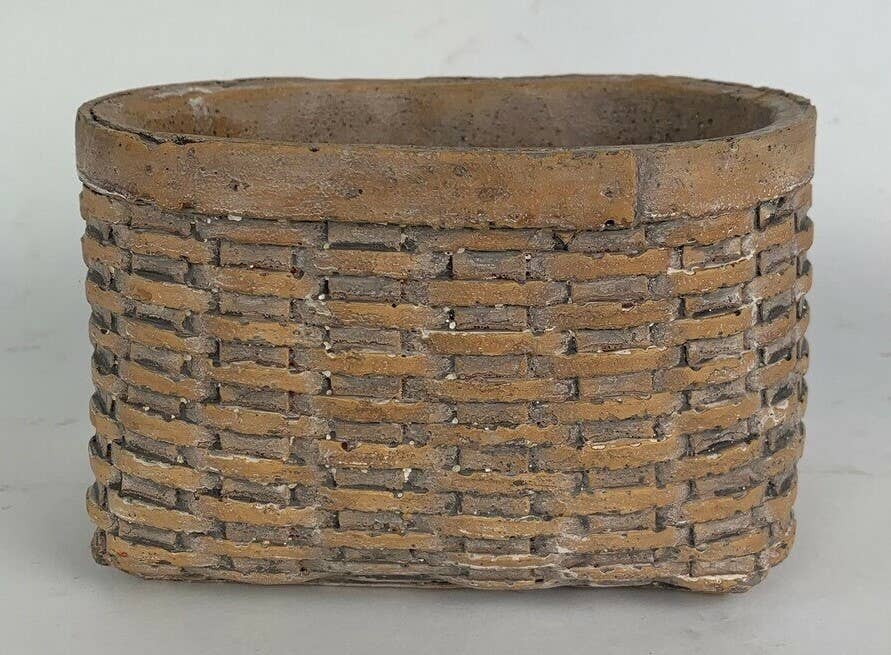 Narrow Oval Cement Basket