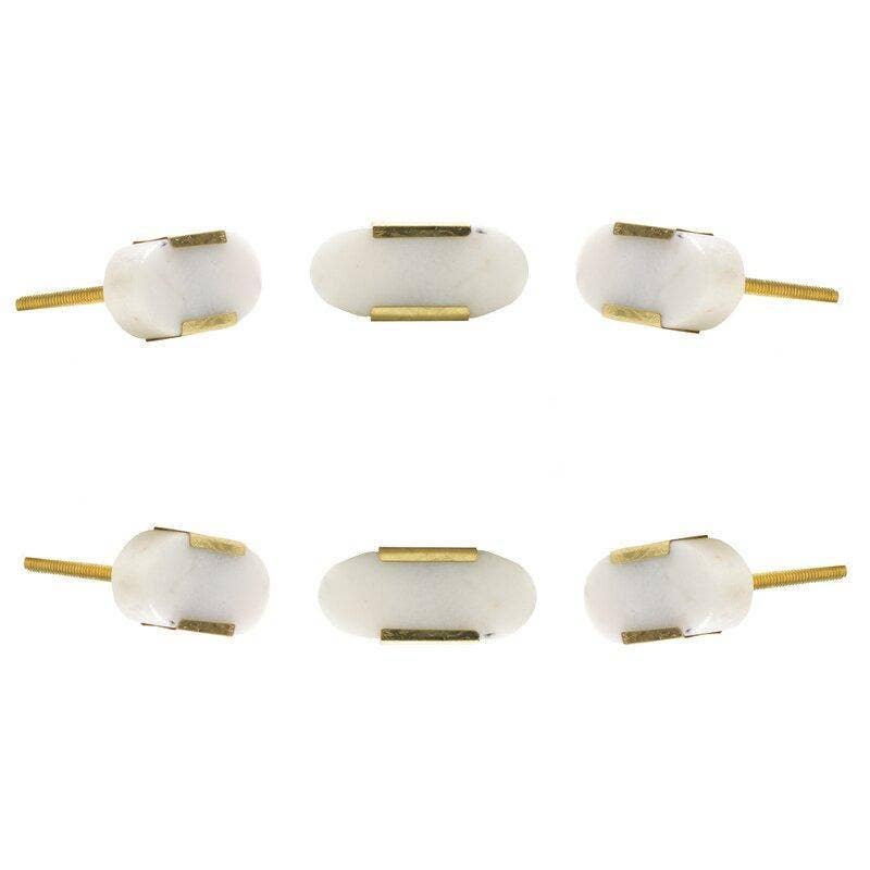 White Oval Marble Knobs
