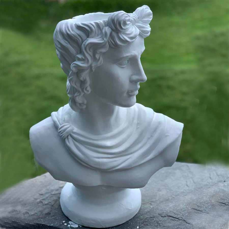 White Polyresin Male Bust Planter