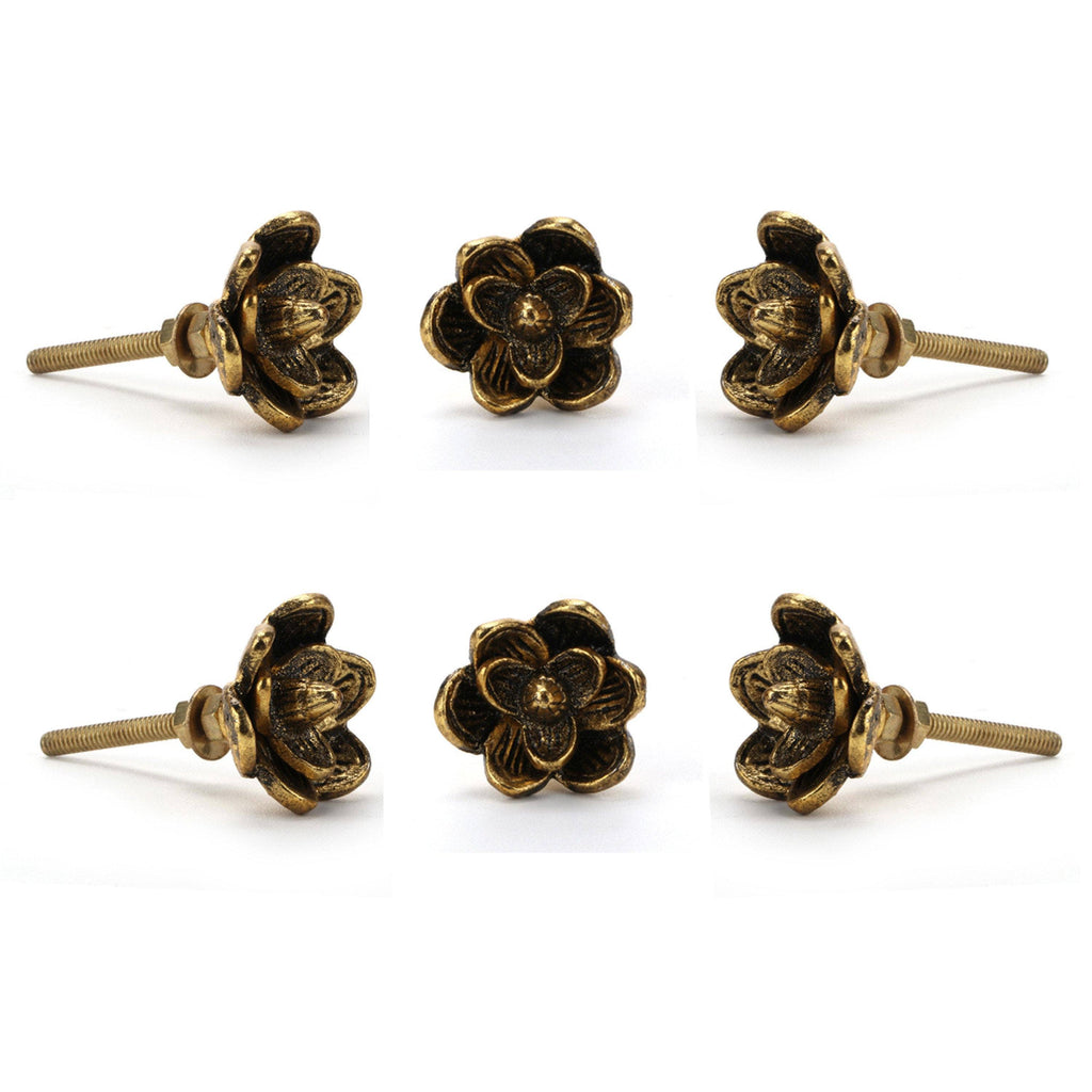 Flower Knob, Gold and black patina