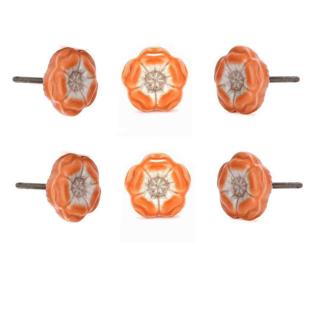 Azalea Orange Ceramic Knob