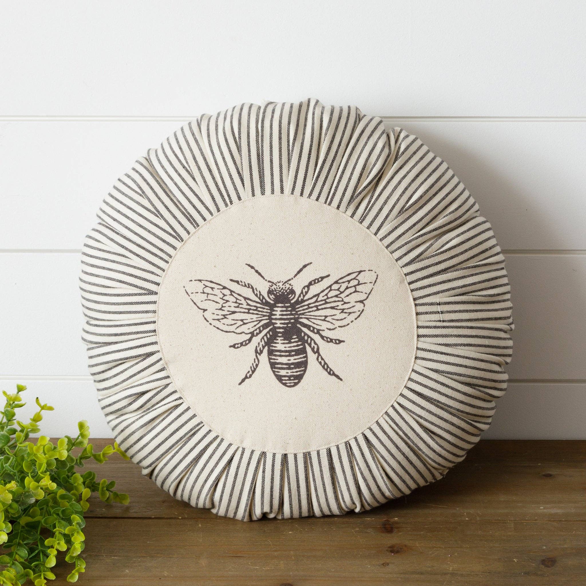 Round Pleated Pillow - Bee
